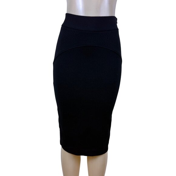 Diane VonFurstenberg Black Wool Blend Pencil Skirt High Waist Design Sz 4 - Picture 1 of 5